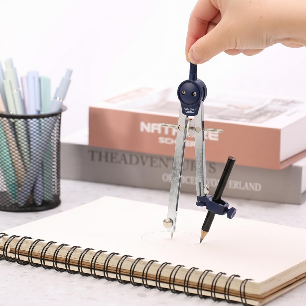 Mr. Pen- Compass for Geometry, with Pencil, Drawing Silver
