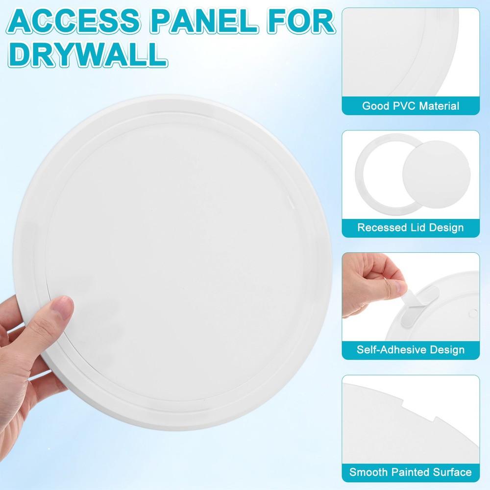 2-Pack Access Panel for Drywall, 8x8 Inch Round Plastic Removable [White]