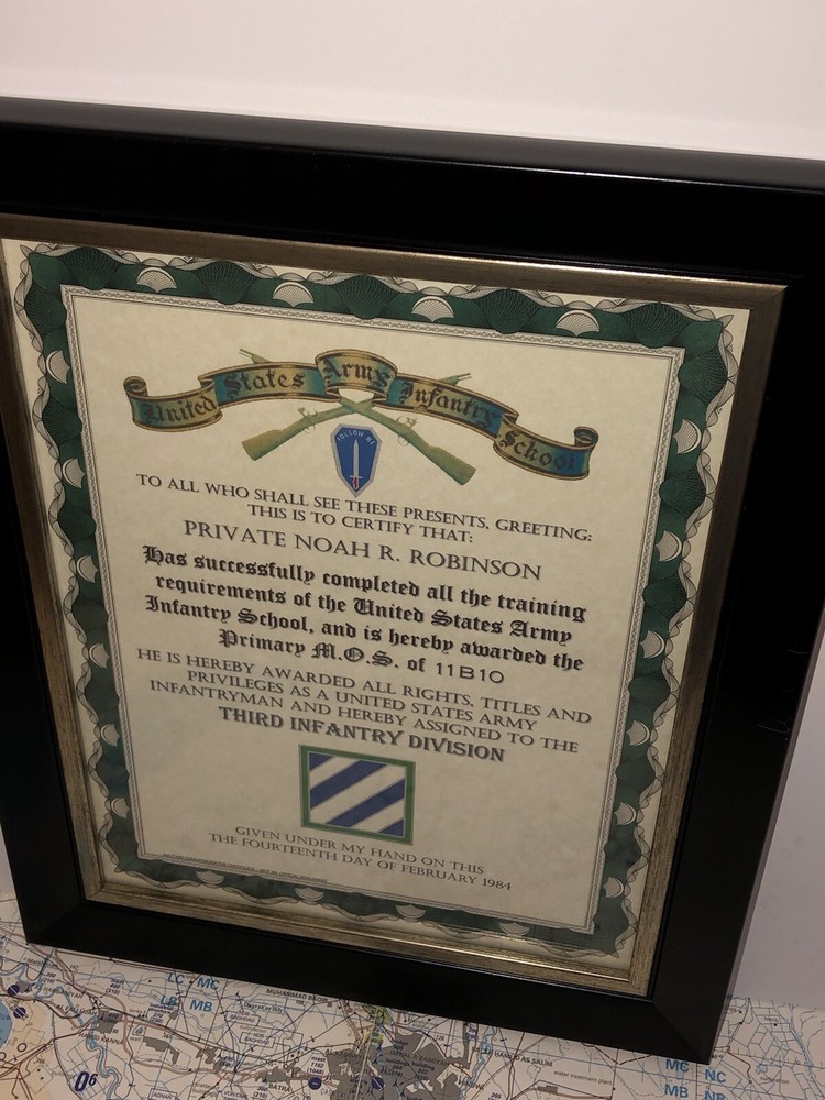 U.S. ARMY (3RD I.D.) INFANTRY TRAINING AND ASSIGNMENT CERTIFICATE