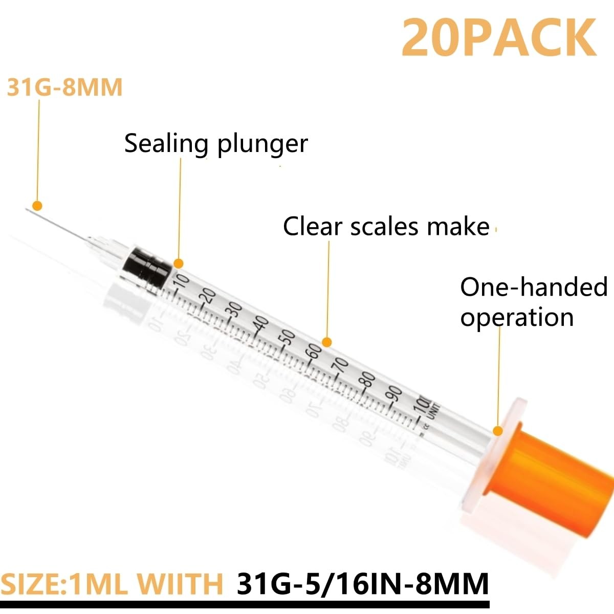 1ML 31Gauge 5/16inch(8mm) Disposable Dispensing Lab Supplies 31G 5/16IN