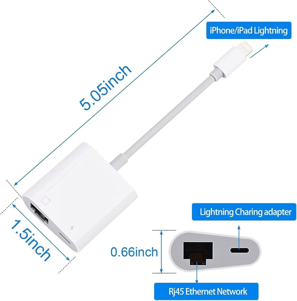 Lightning to Ethernet Adapter with Charging for
