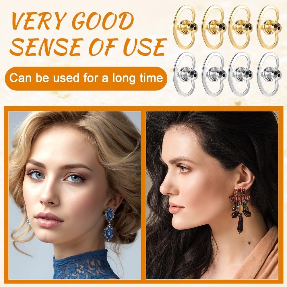 Earring Lifters Backs, Mabor 8 Pcs Earring Backs for Droopy Ears Locking Earr...