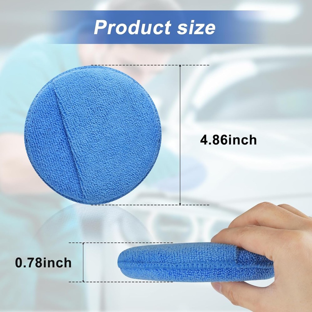 Wax Applicator Pad (8 Pack), 5 Inch Microfiber with Blue