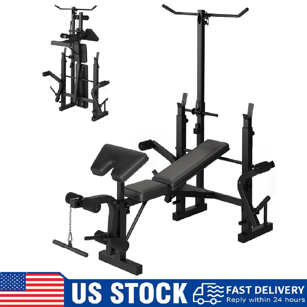 Weight Bench Set with Squat Rack & Leg Extension Bench Press Set ,Training Bench