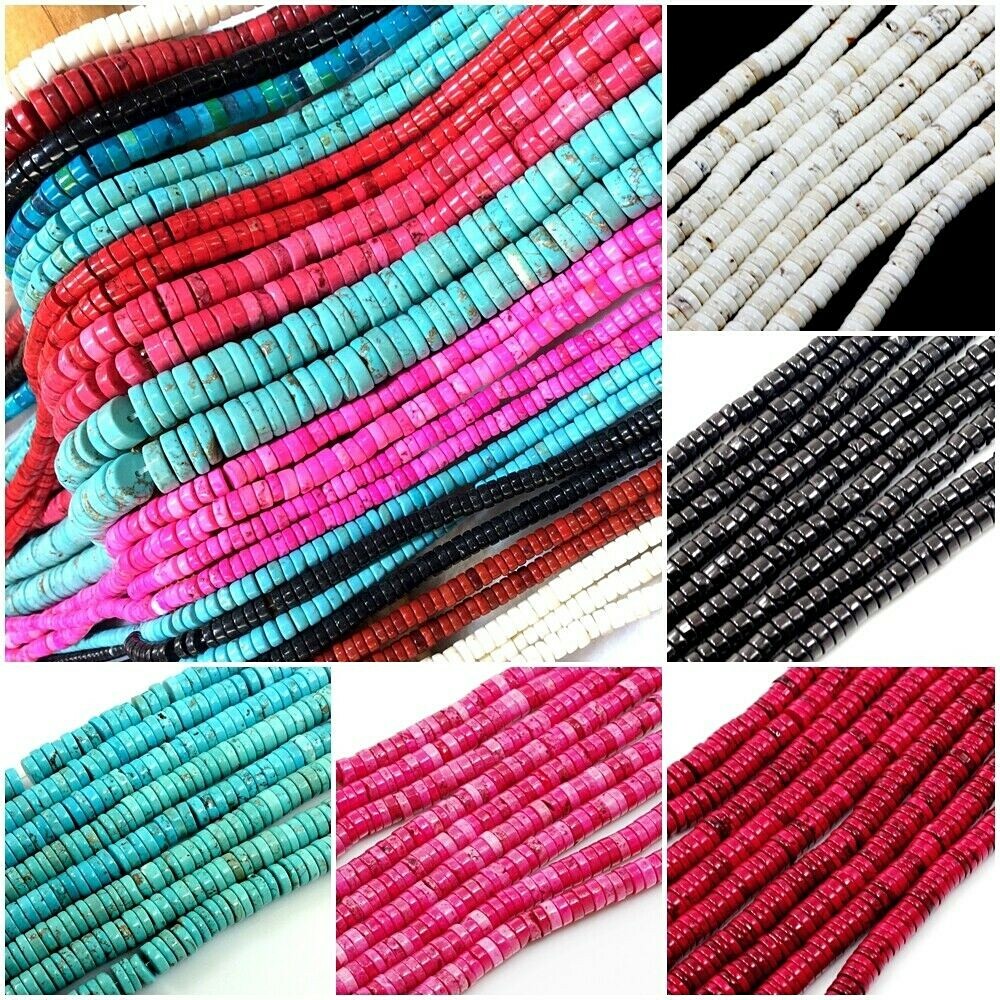 Gemstone Howlite Magnesite Turquoise Heishi Beads 15" Jewelry 4mm 6mm 8 10 12mm