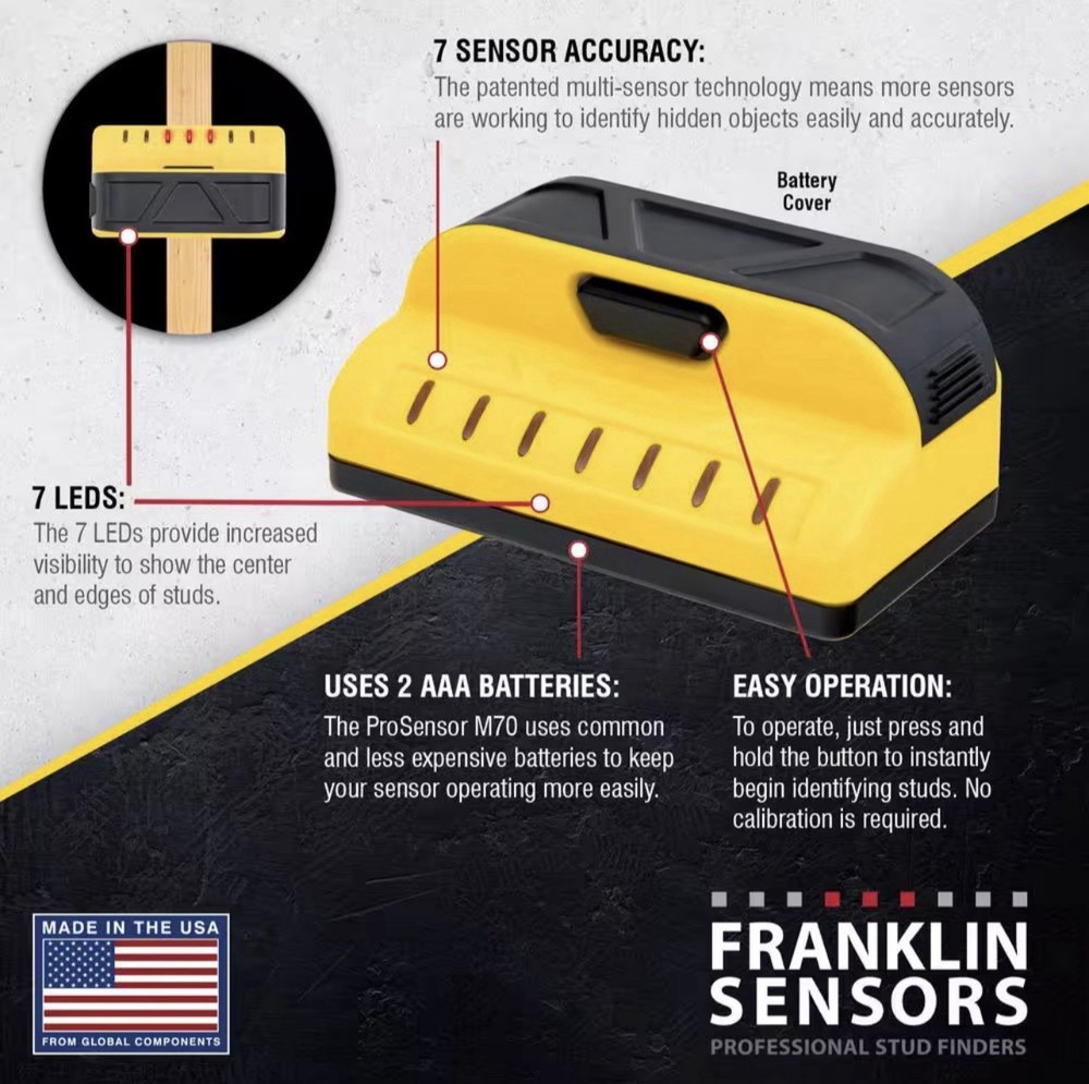 Franklin Sensor ProSensor M70 Full Width Center and Edge Stud Finder FSM7002HD