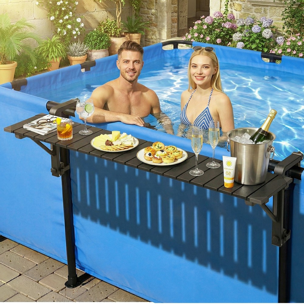 Above Ground Pool Bar Poolside Table, Adjustable Table for Outdoor Balcony Pool