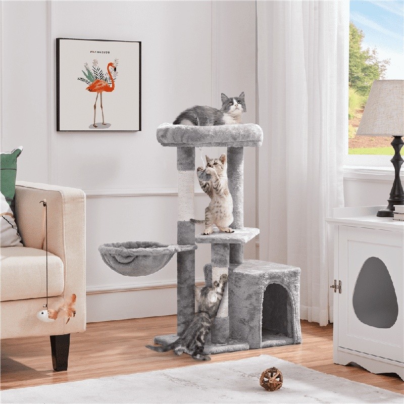 Multifunctional Cat Tree Tower Scratching Post Condo Nest Multi-Level Activity