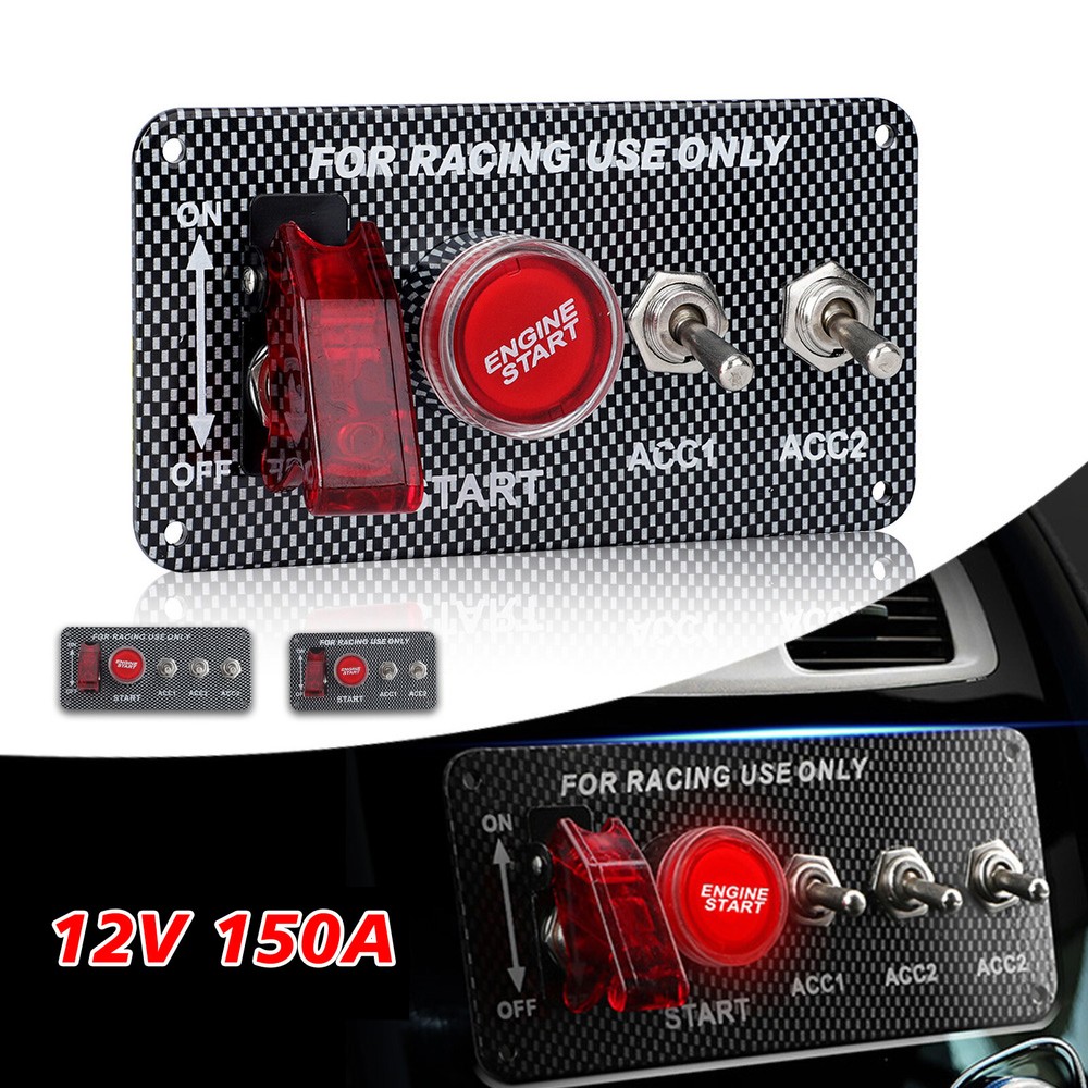 Racing Car Carbon Ignition Button Panel Engine Start Push Carbon Fiber Switch