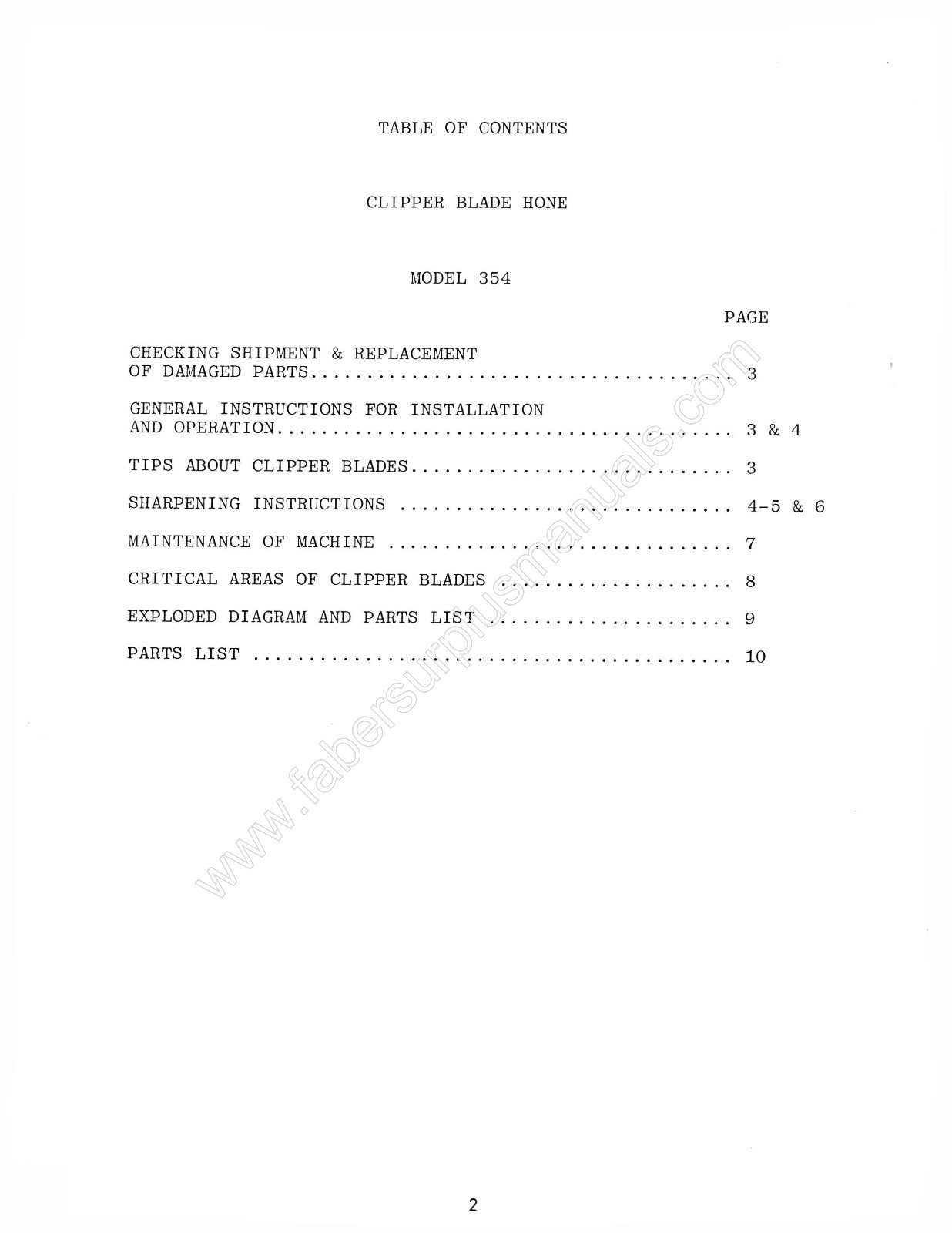 Foley Belsaw Model 354 Clipper Blade Hone Owners Manual * 1069