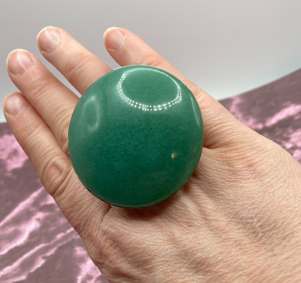 HUGE JADE Adjustable Ring 2" Diameter