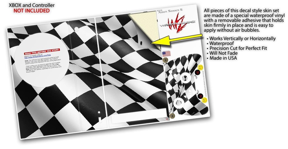 Skins XBOX Series S Console Controller Checkered Racing Flag