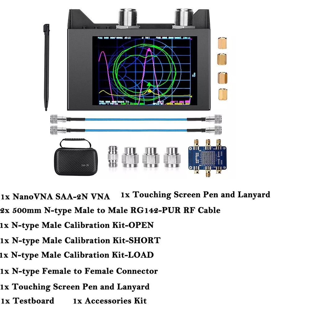 NanoVNA SAA-2N V2.2 Vector Network Analyzer, 50KHz-3GHz 4" VNA Antenna Analyzer