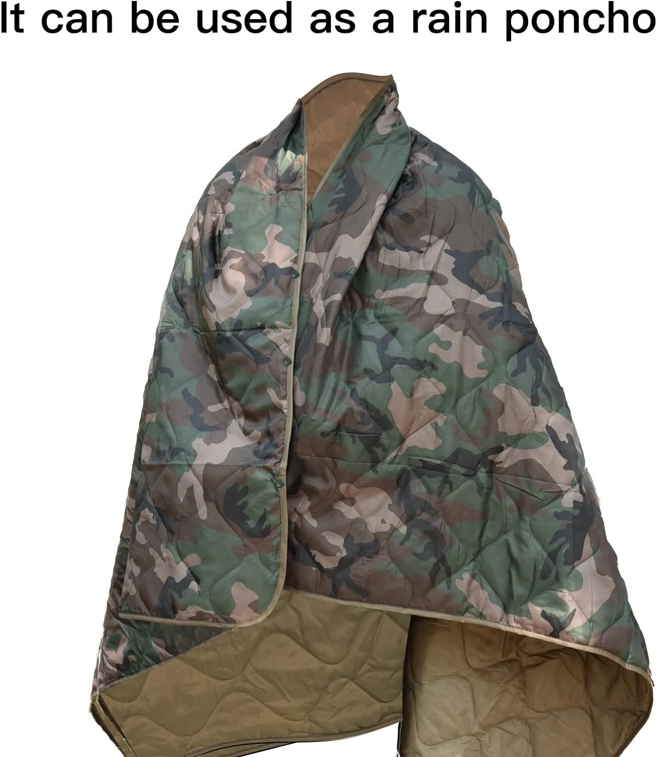 Camo Woobie Blanket Waterproof Poncho Liner for Outdoor Camping, Hiking, Hunting