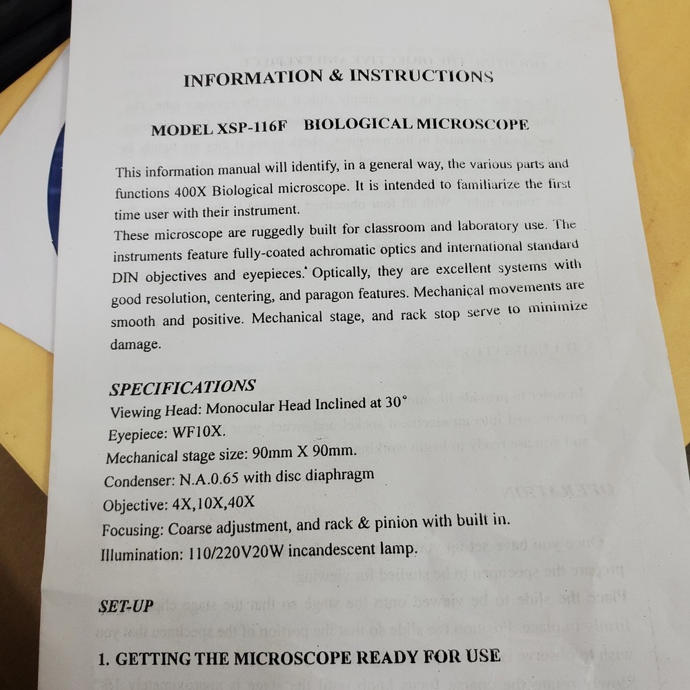 Amscope XSP-116F Biologial Microscope 4x 10x 40x Objective + MD500 Camera