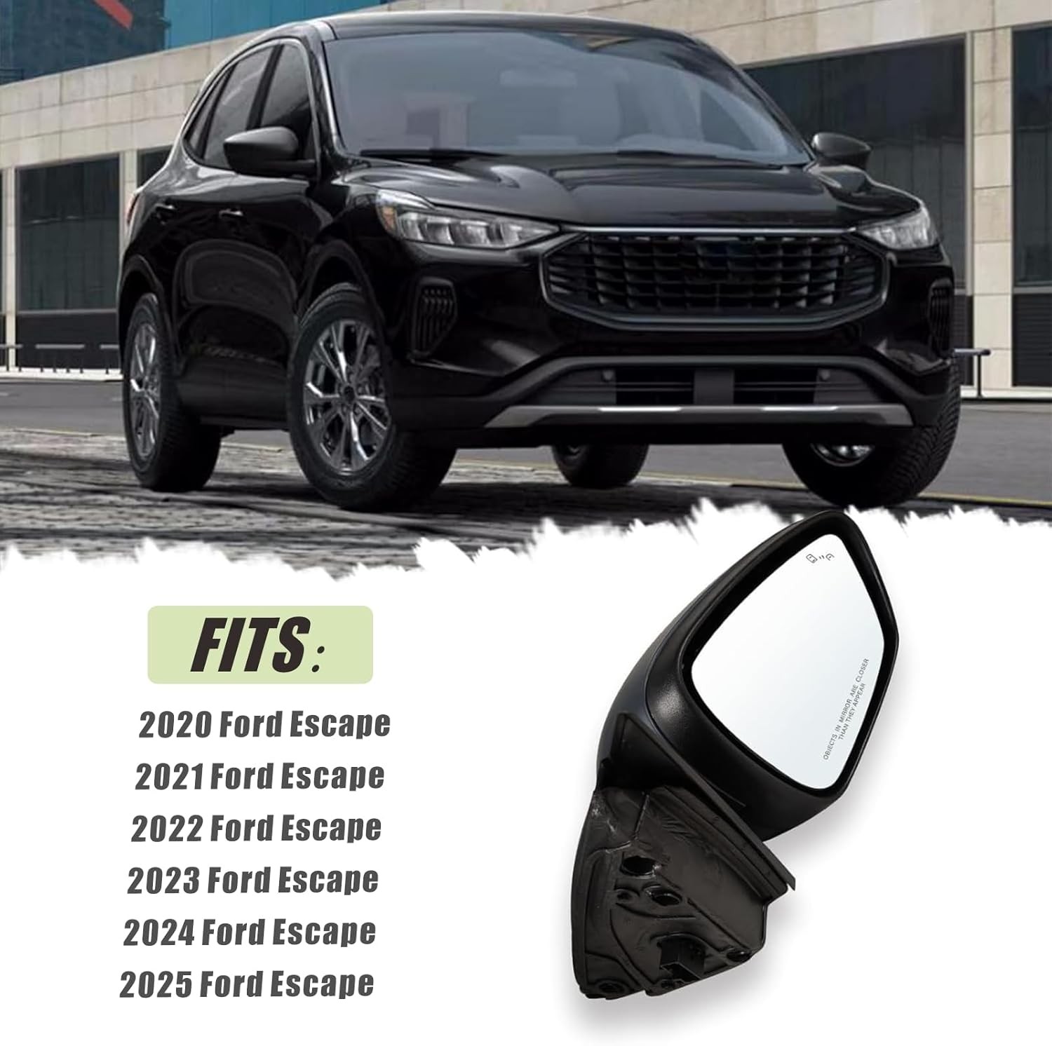 Right Passenger Side Mirror Fits 2020-2025 Ford Escape with Blind Spot Mirror, P