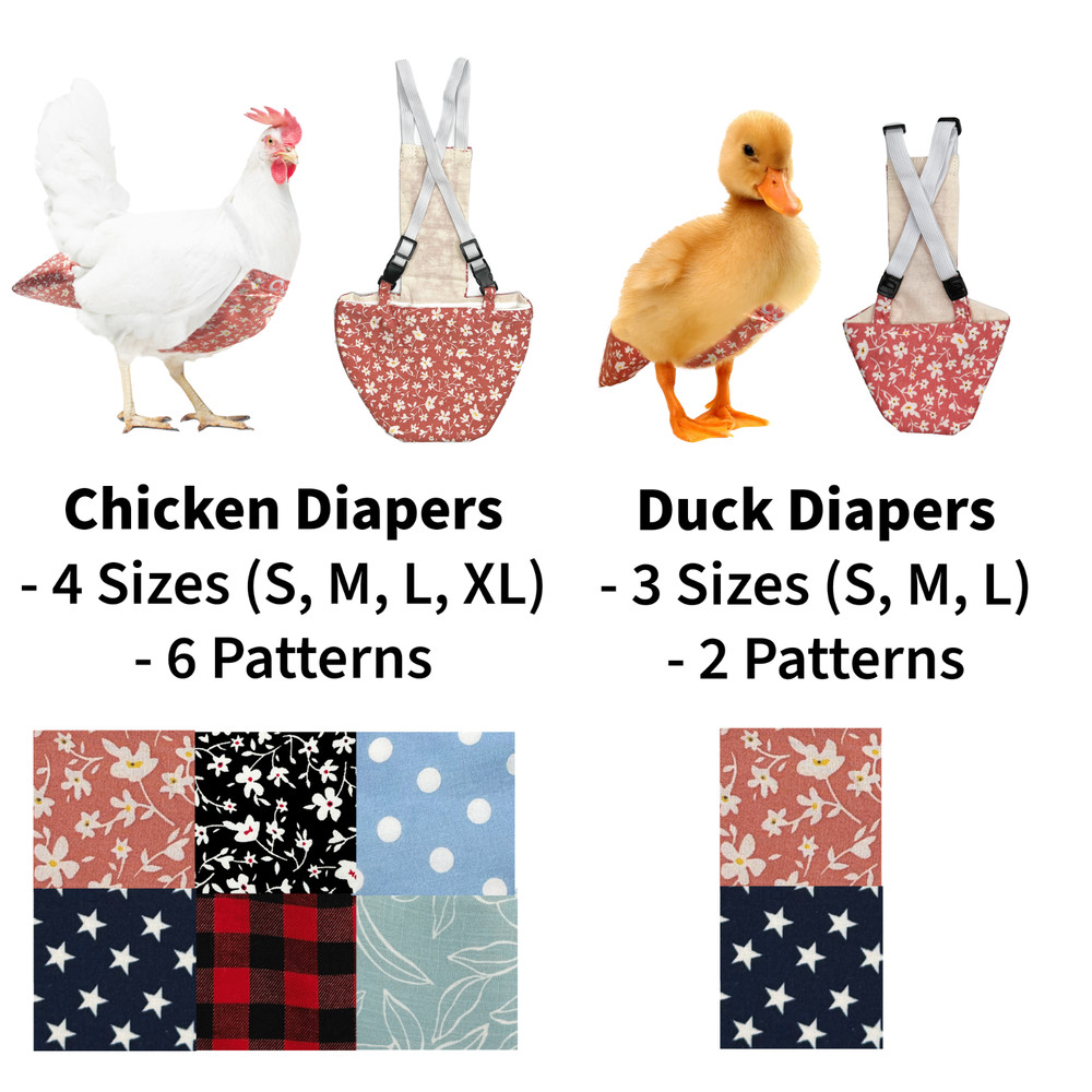 Duck Diapers for Pet Ducks, Buff, Cayuga, Swedish - Reusable, Adjustable, Medium