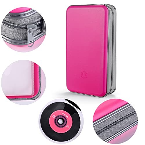 DVD Case, 96 Capacity CD Case Portable CD Holder Storage Hard Light rose