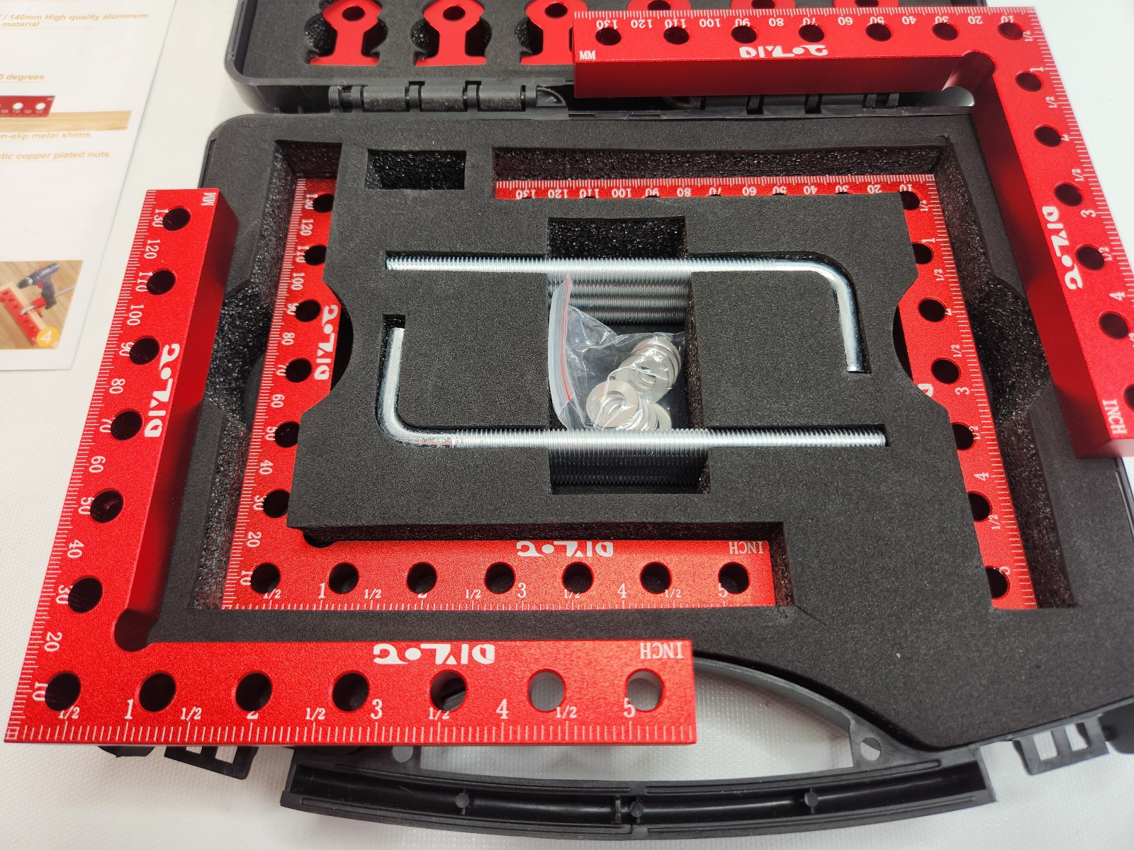 DIYLOG 90 Degree Corner Clamp Kit 4 Pack for Woodworking 90 Degree 5.5" Aluminum