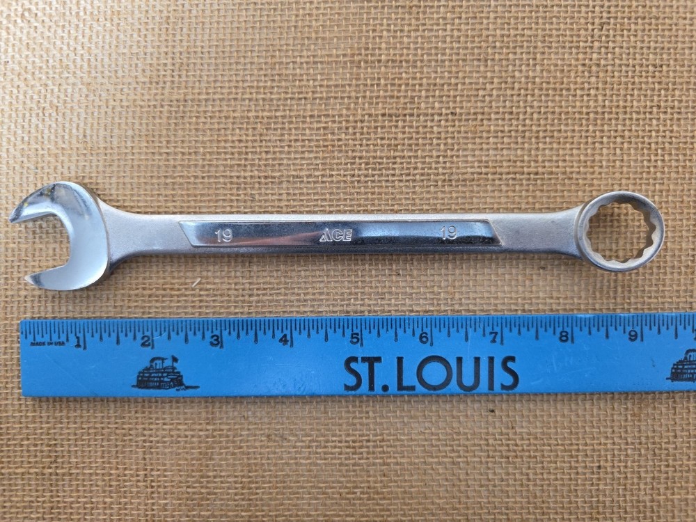 Ace Combination 19 mm Chrome Vanadium Wrench