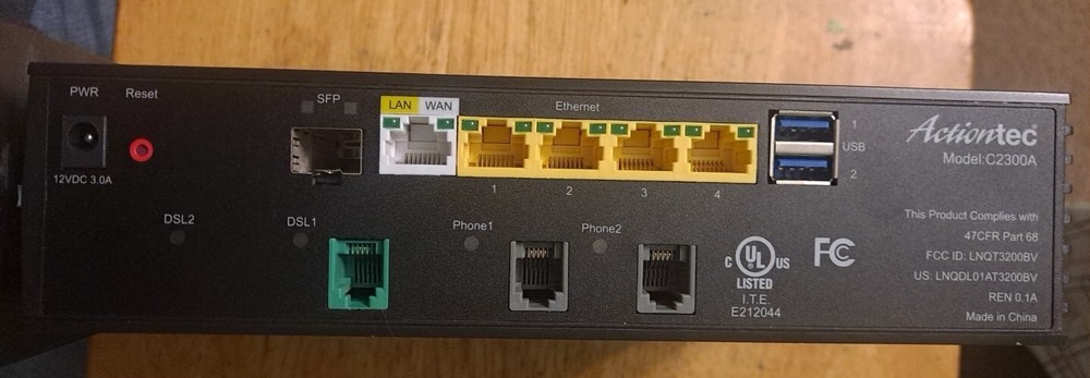 Century Link Actiontec C2300A Wireless Router Modem (NO CABLES) SFP LAN WAN DSL