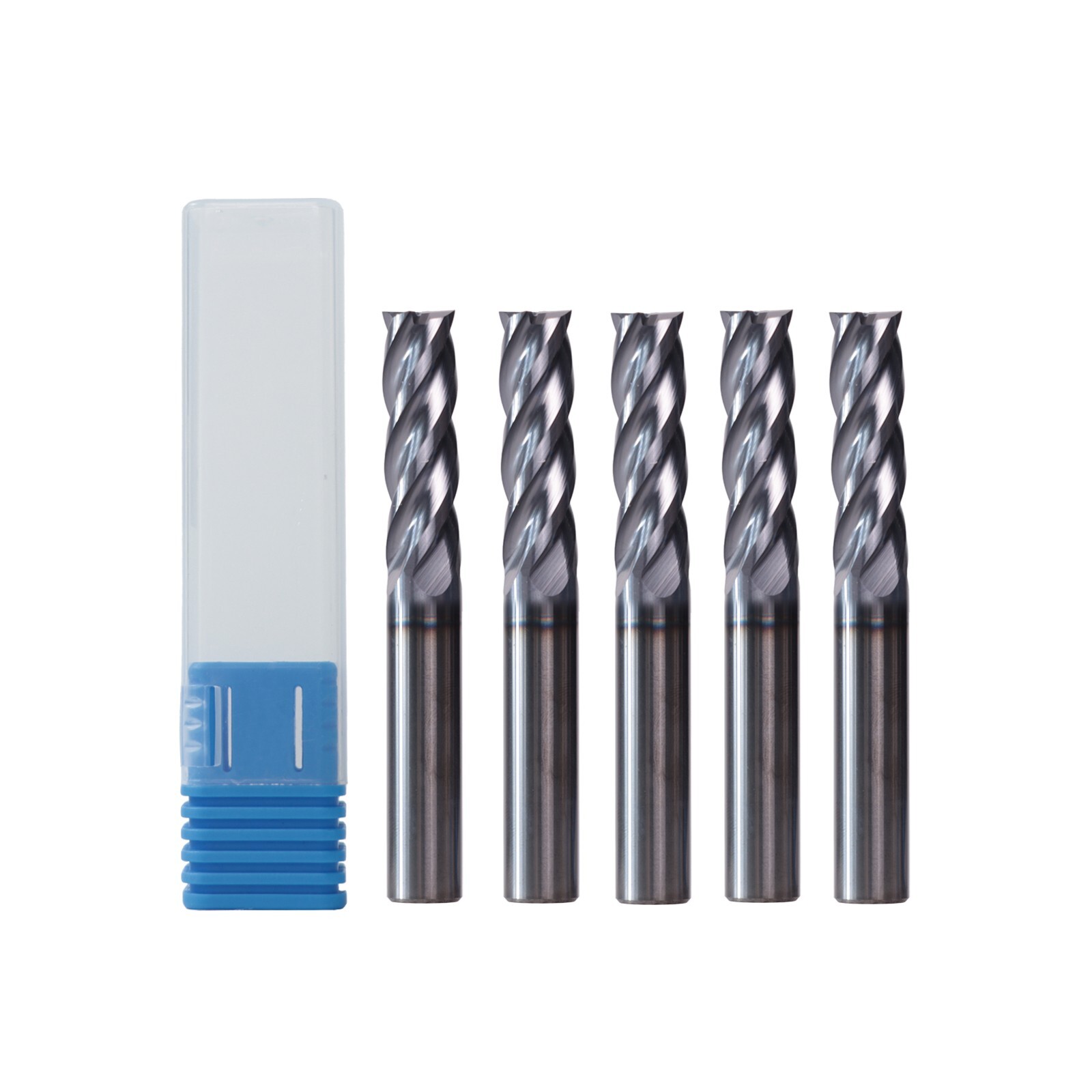 5 PCS 3/16" 4 Flute 2" Overall Length Carbide End Mill AlTiN Coated