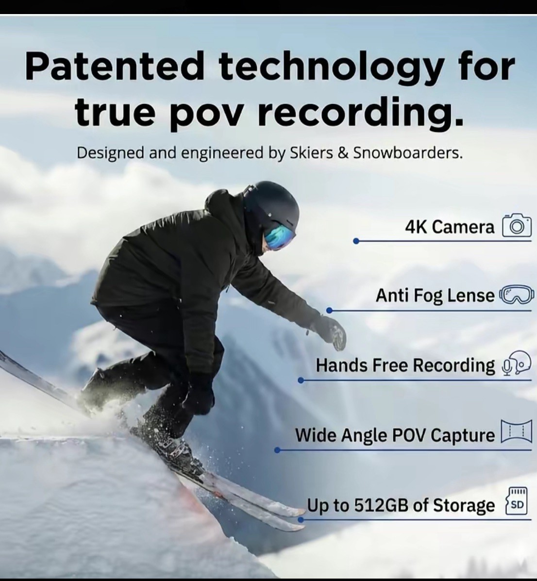 Visionex HD skii helmet POV Camera Goggles