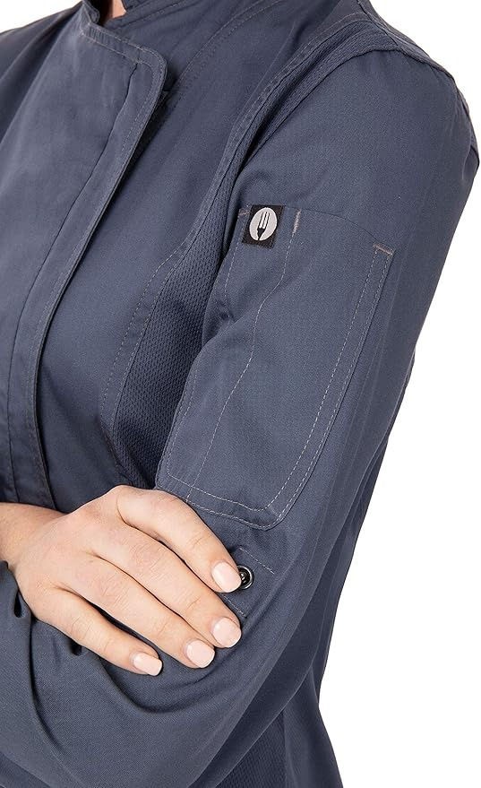 Chef Works Women's Hartford Cool Vent Chef Coat #BCWLZ005 - Blue - Size Large