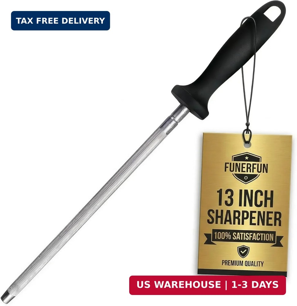 Funner Fun 13 inch High Carbon Diamond Sharpening Steel Kitchen Sharpener