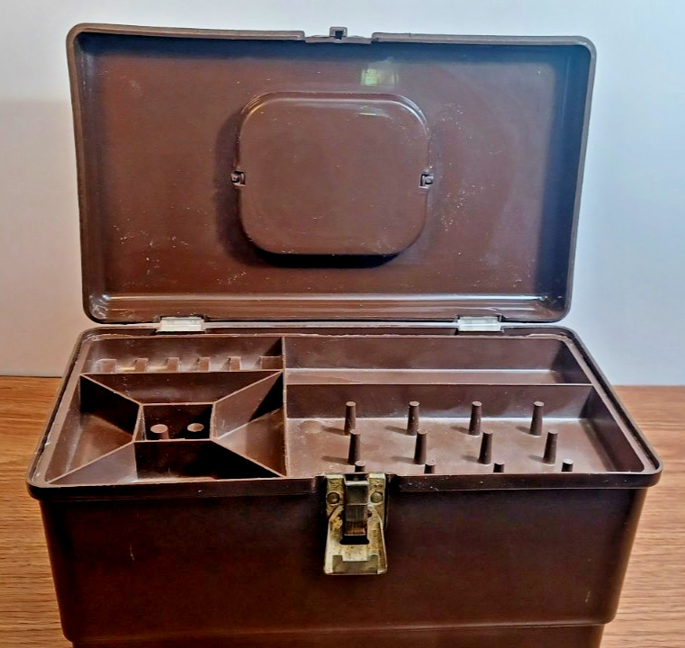 Vintage Excelsior Brown Plastic Sewing Box Case with Tray