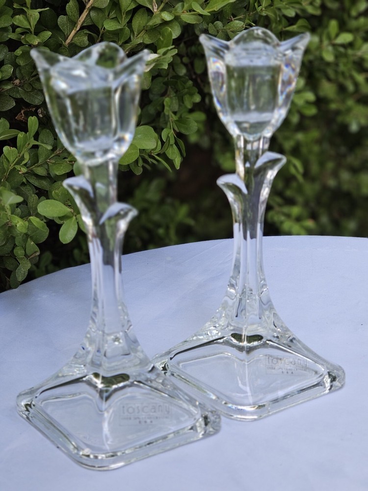 Toscany Tulip Candlesticks Crystal Candle Holders