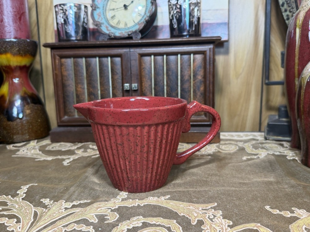 Paula Deen Red Speckled Stoneware Measuring Cup Fluted Rustic Chip