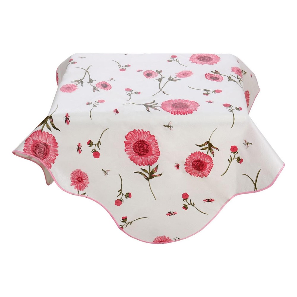 Vinyl Plastic Square Tablecloth   Pink 35" x 35" Sunflower Pattern