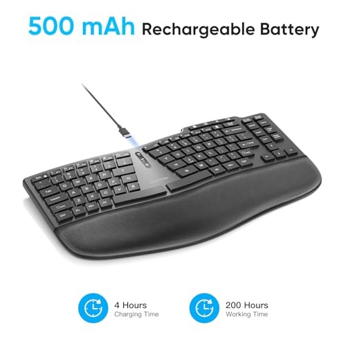 Ergonomic Wireless Split Keyboard Compatible with Windows only, Cushioned