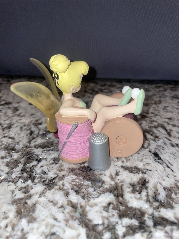 Disney Tinkerbell With Spool, Thimble, Buttons, And Timepiece