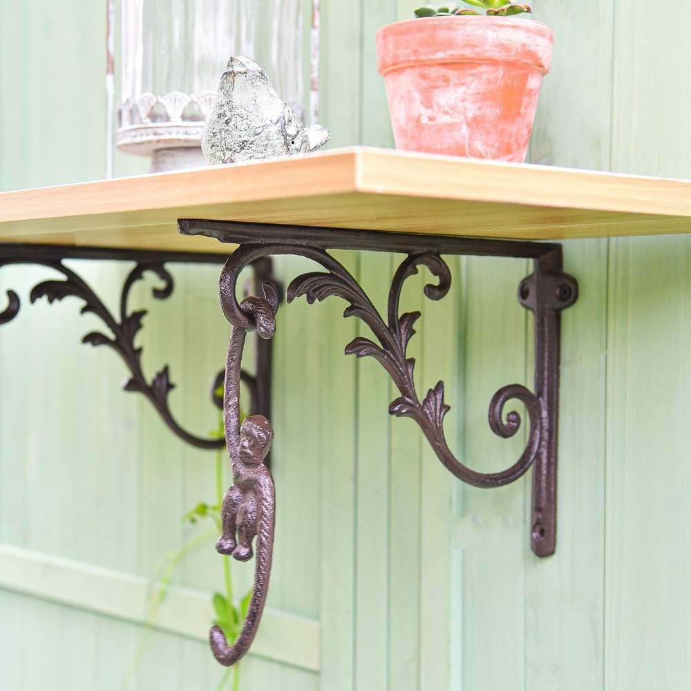 Sungmor Cast Iron Shelf Brackets Rustic Brown Corner Wall Board Support Brackets