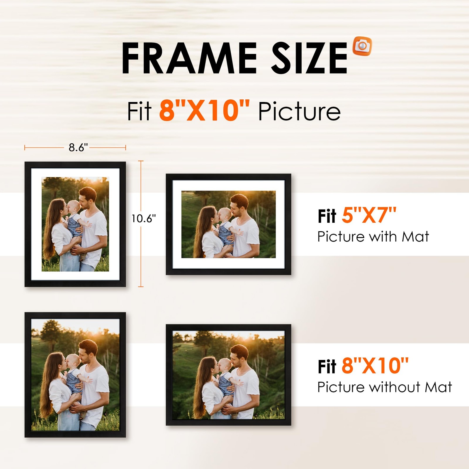 8x10 Picture Frame 1 Pack, Photo Frame with HD Plexiglass, Display Pictures