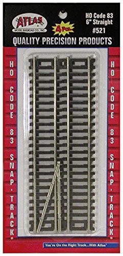 Atlas HO Scale Code 83 6" Straight 4-Pack Model Train Track