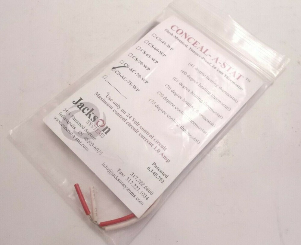 CONCEAL-A-STAT Flush Mount 24 Volt Thermostat - 75 Degree Cooling - Tamper Proof
