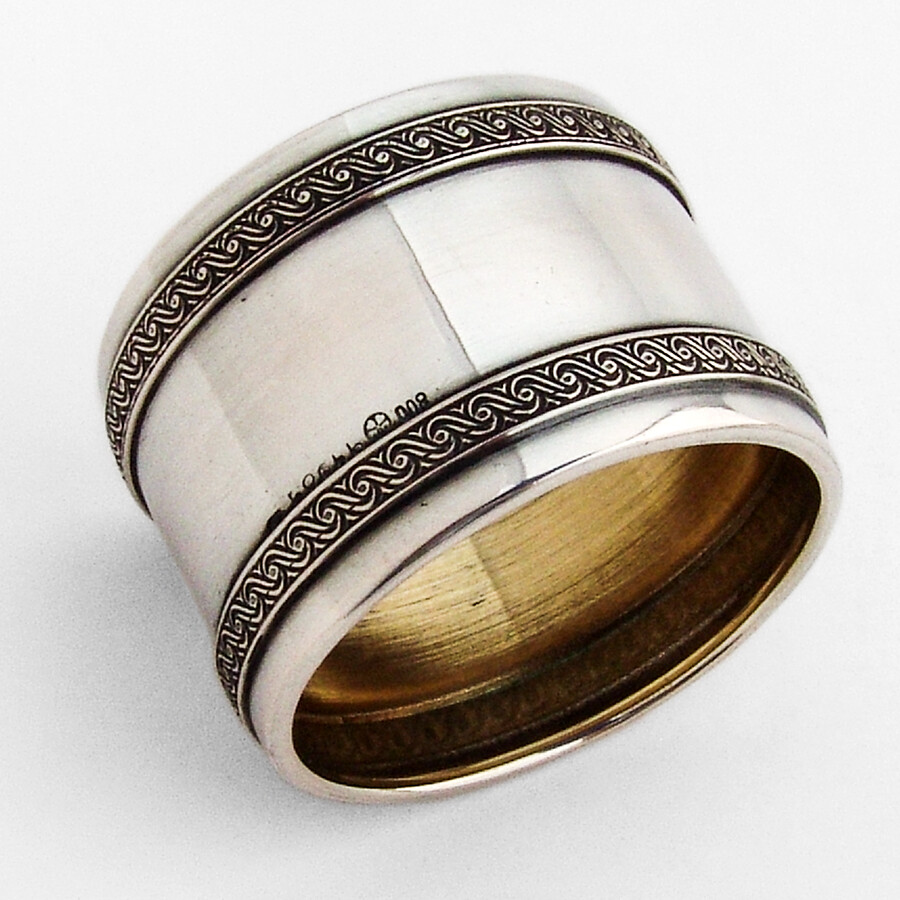 Napkin Ring Ornate Borders 800 Silver No Mono