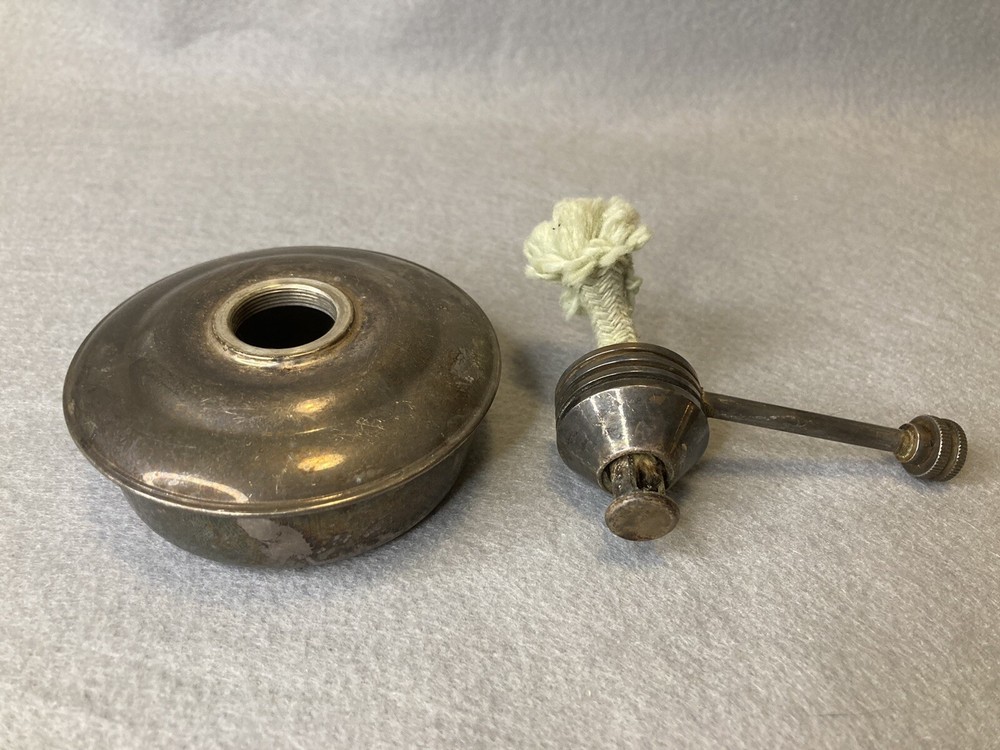 Vintage Silver Plate Chafing Dish Alcohol Burner with Wick 2.75”H & Base 2.85” D