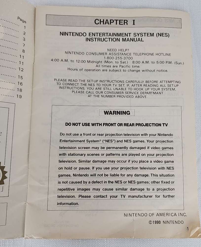 Control Deck NES Nintendo System Instruction Booklet