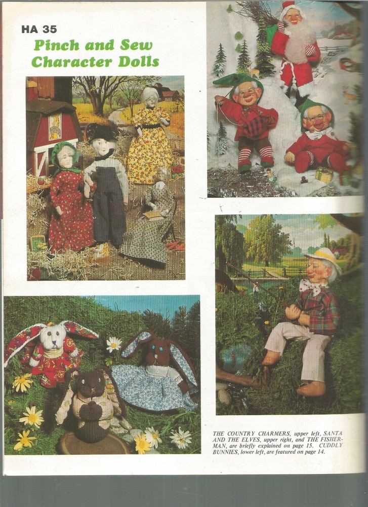 Character Dolls Patterns Pinch & Sew Stocking Faces Soft Sculpture E37