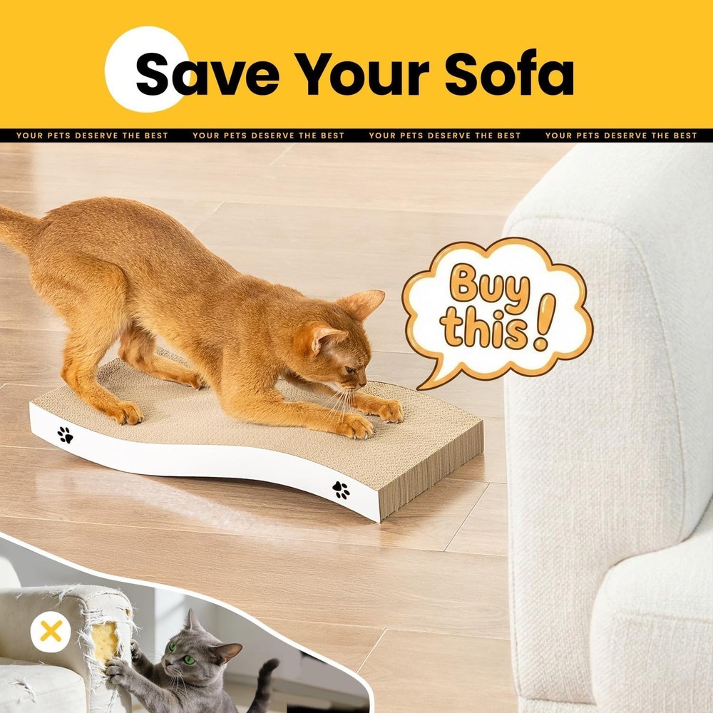 Unique Medium Cat Scratcher - Durable Cardboard with Eco-Friendly Certification