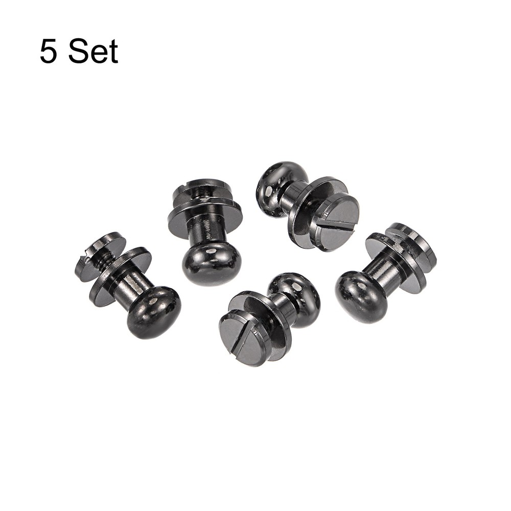 5 Set 8mm Solid Brass Round Head Lock Screw Rivets Pin Fixing, Black