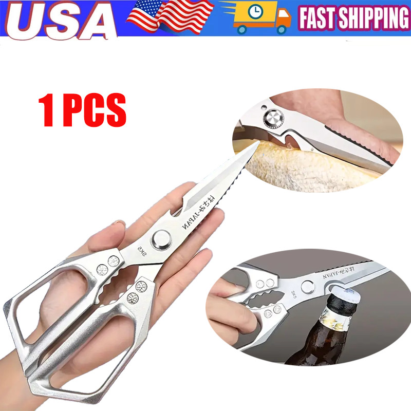 1Pack Kitchen Scissors All Purpose Stainless Steel Kitchen Shear Sharp Silver