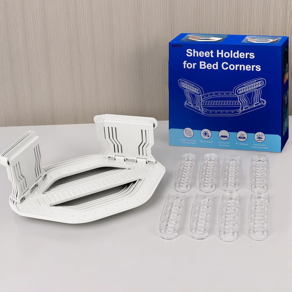 Bed Sheet Holders for Corners Keep Sheets in Place Firmly - Foldable Fitted Shee