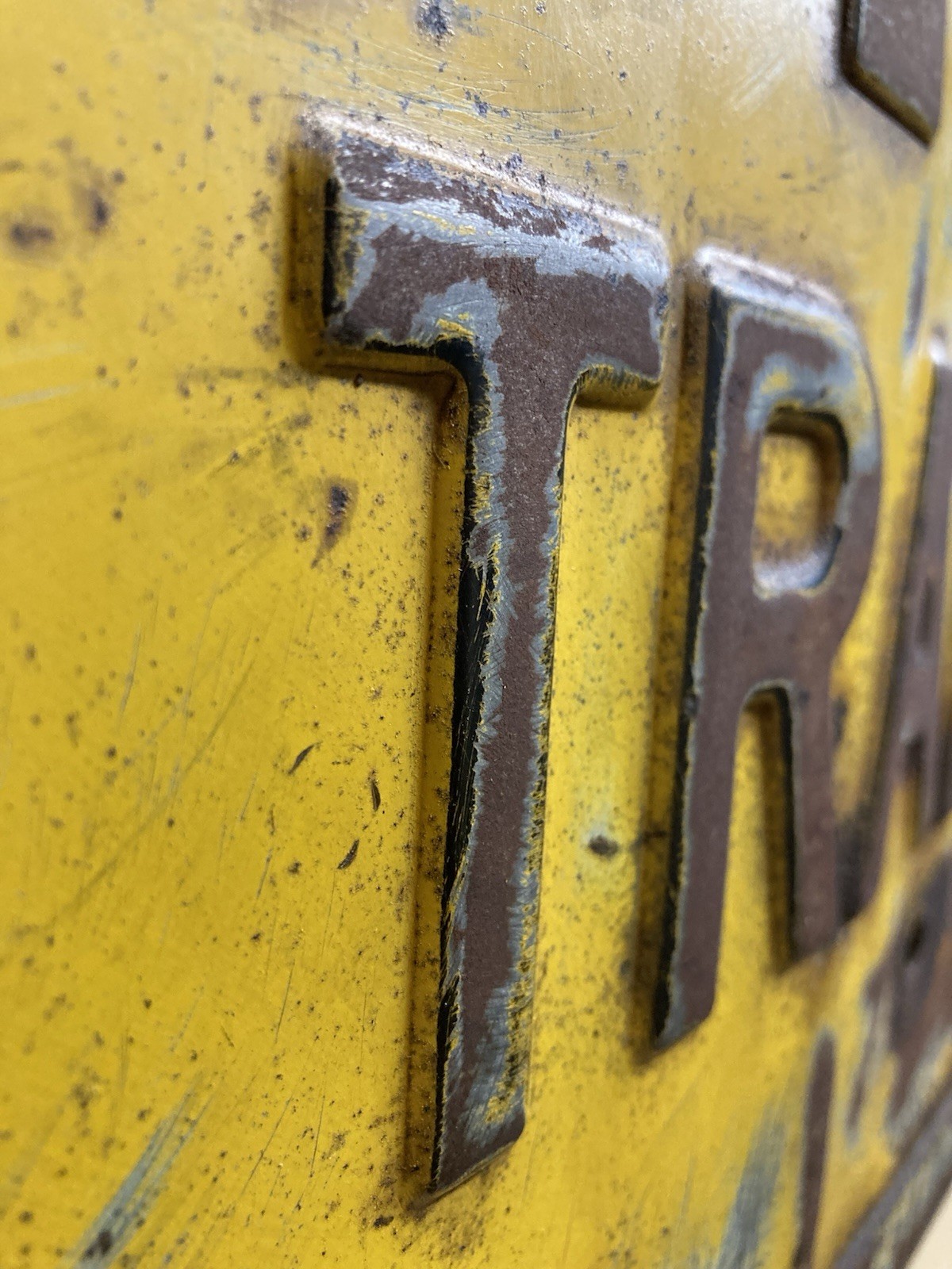 Vintage Yellow Stop Sign Embossed 24"x24" Art Deco 1930 Era