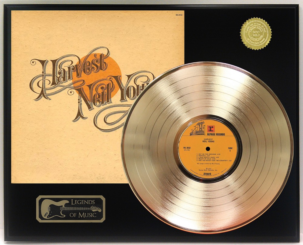 Neil Young - Harvest Gold LP Record Plaque Display