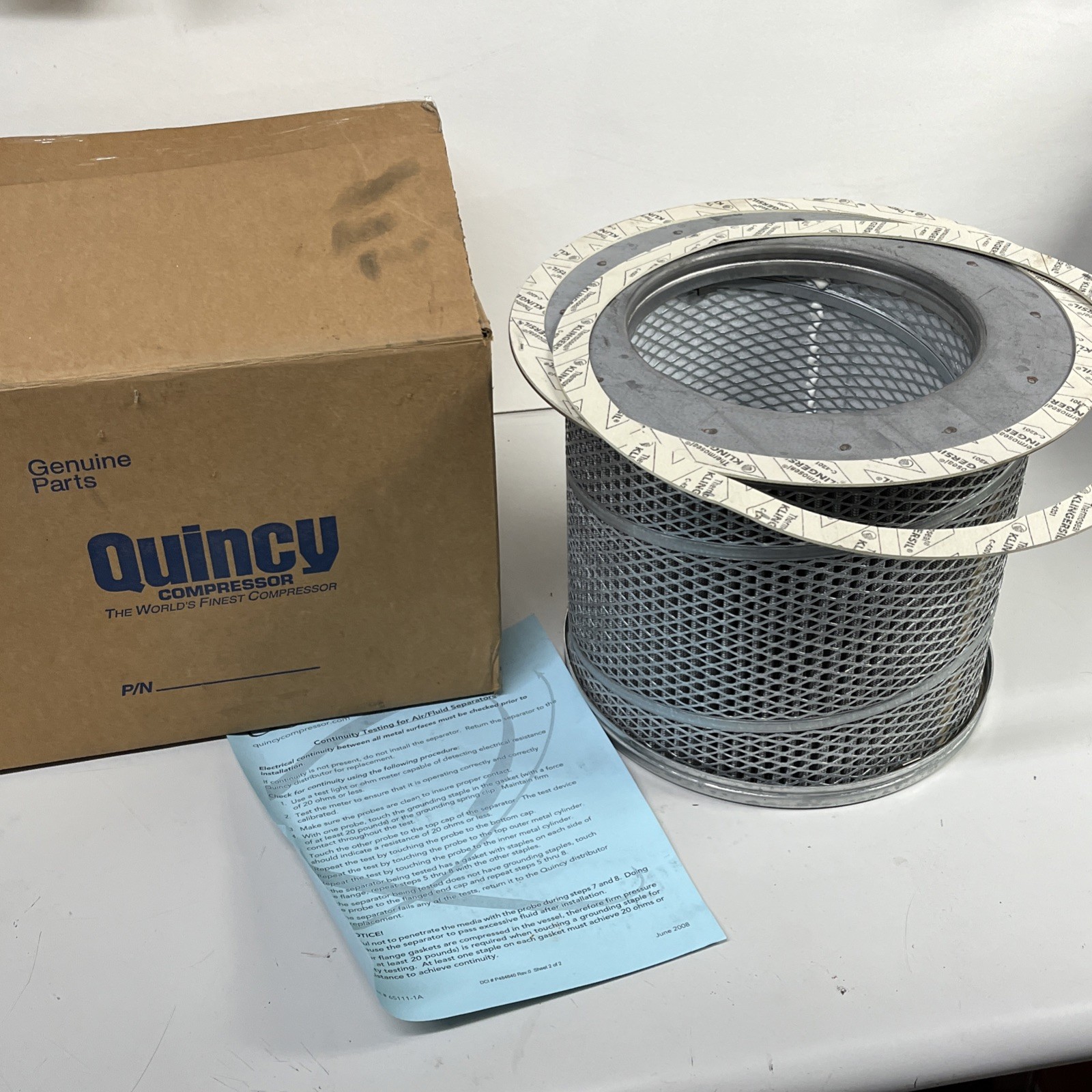 239394 New-No Box; Quincy 2013402009 Air-Oil Separator Element 7-1/2"ID 1-Stage